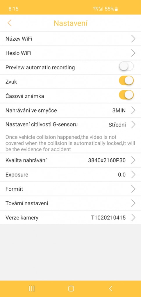 A Roadcam alkalmazásban módosíthatja a műszerfali kamera beállításait
