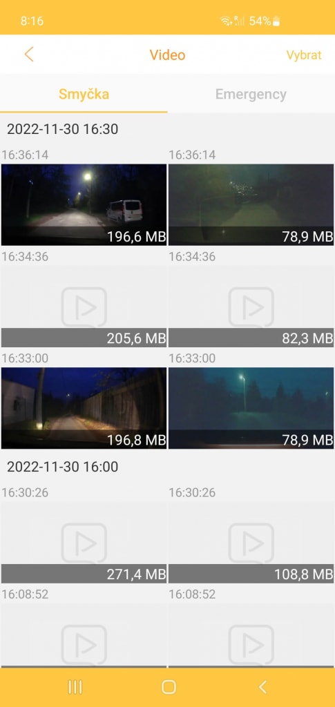 A felvételek két kategóriába vannak osztva