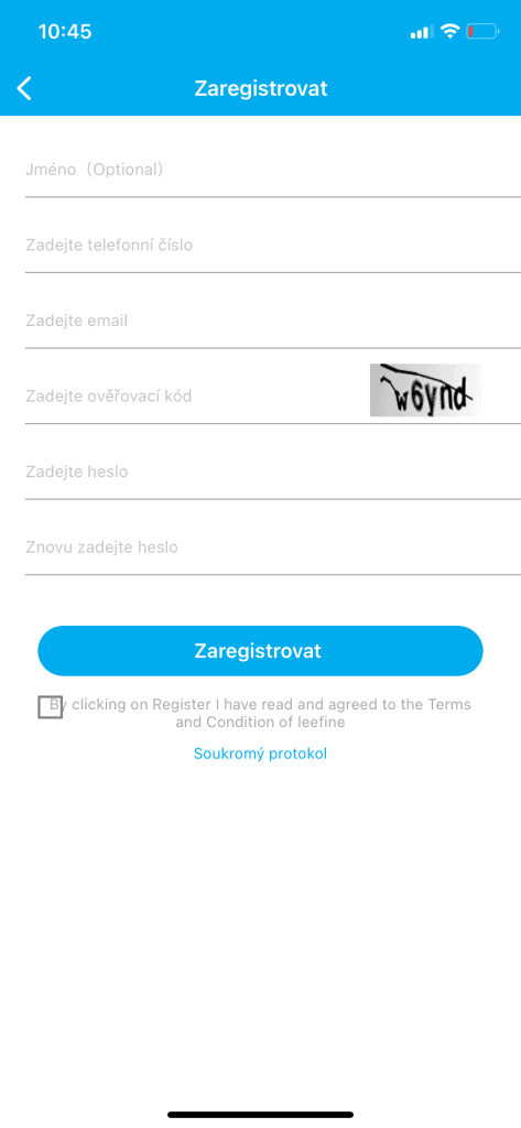 Regisztráció az alkalmazásban
