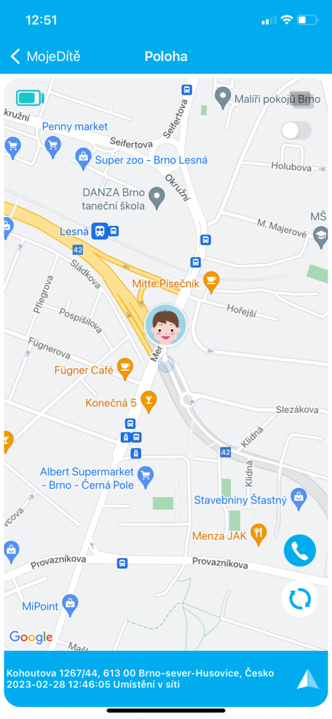 A gyermek helyzetének kijelzése
