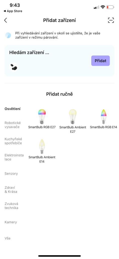 Az alkalmazás automatikusan megtalálja a fejhallgatót