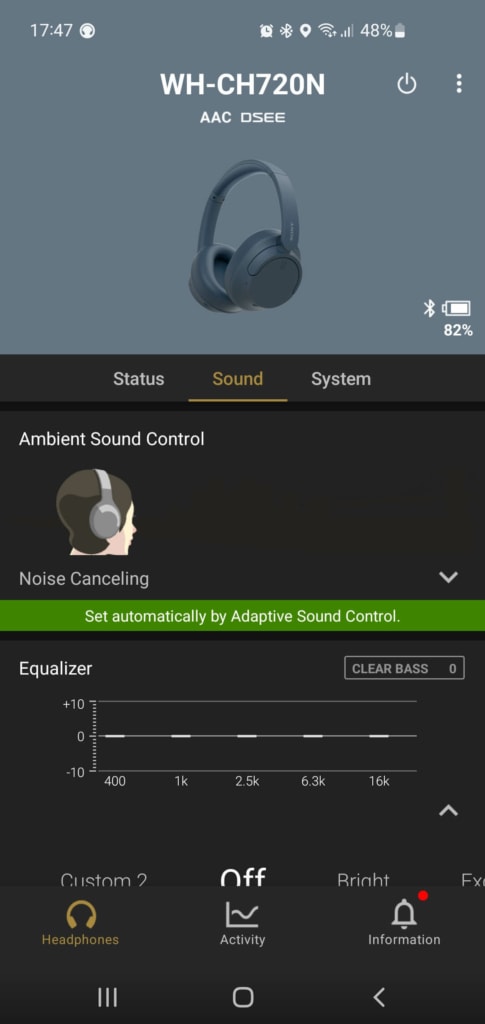 A Sony Headphones alkalmazás áttekinthető és könnyen navigálható