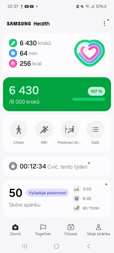 Samsung Health alkalmazás