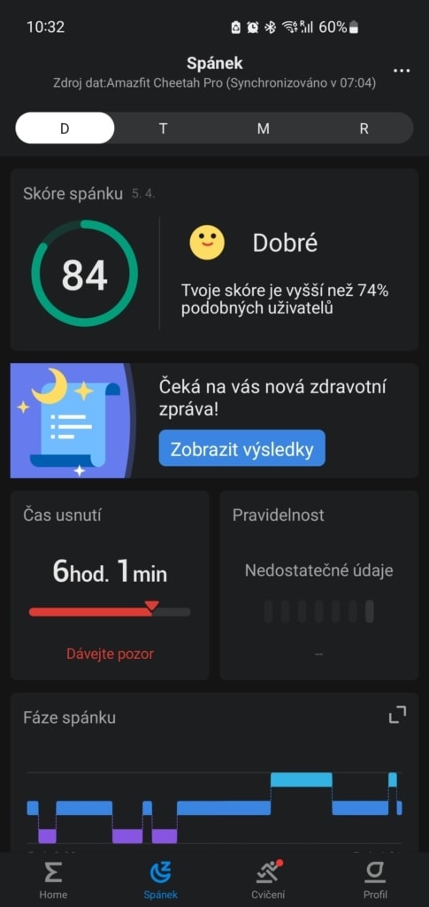 Az alkalmazásban található alvásleírás nagyon részletes