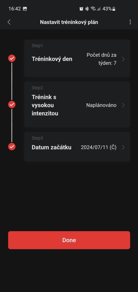 Az edzés automatikusan a teljesítmény alapján kerül beállításra