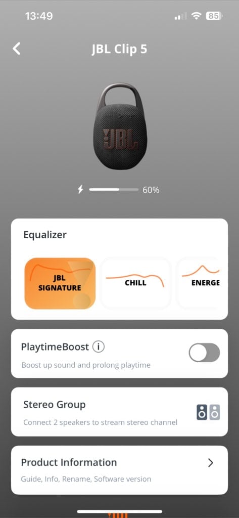 JBL Portable alkalmazás