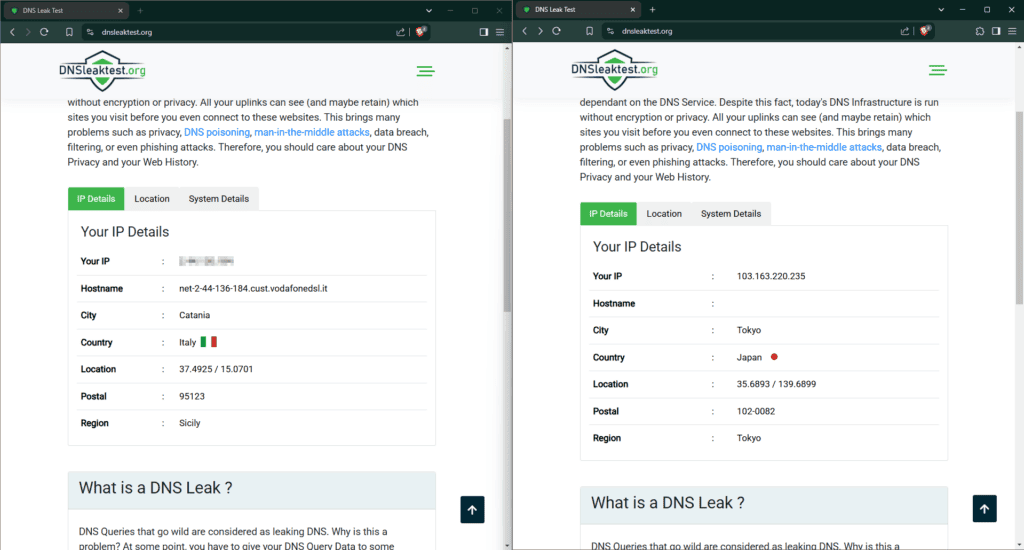 DNS információk szivárgásának tesztje