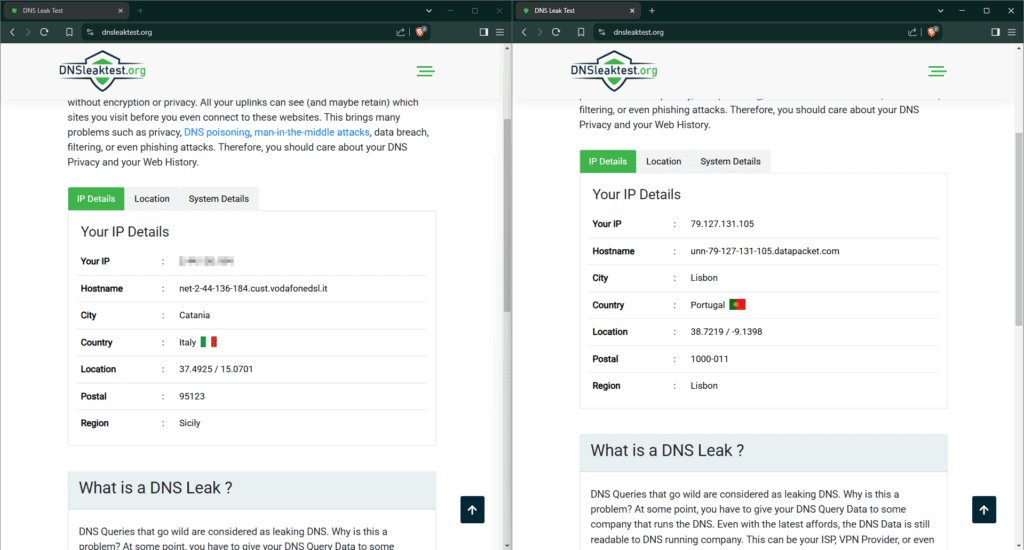 DNS információk szivárgásának tesztje
