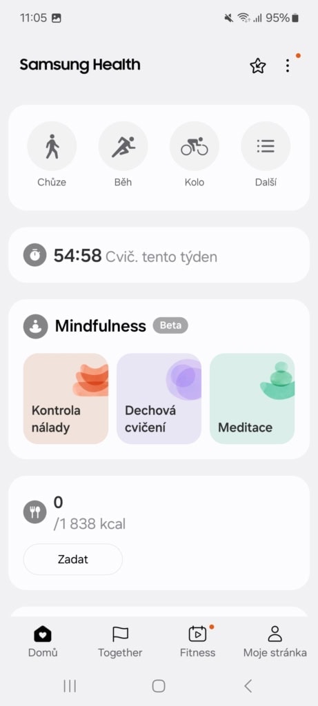 Az alkalmazásból elindíthat tevékenységet vagy meditációt