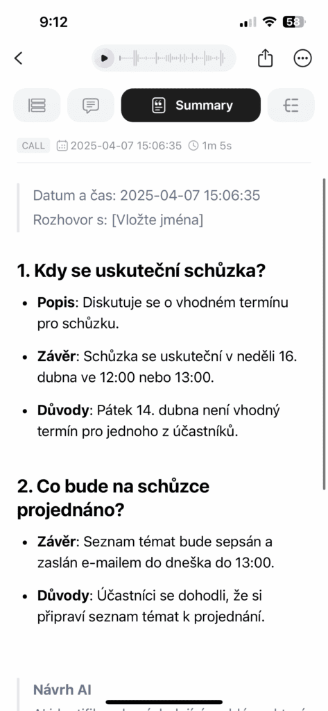 Sablon használatának példája telefonbeszélgetéshez