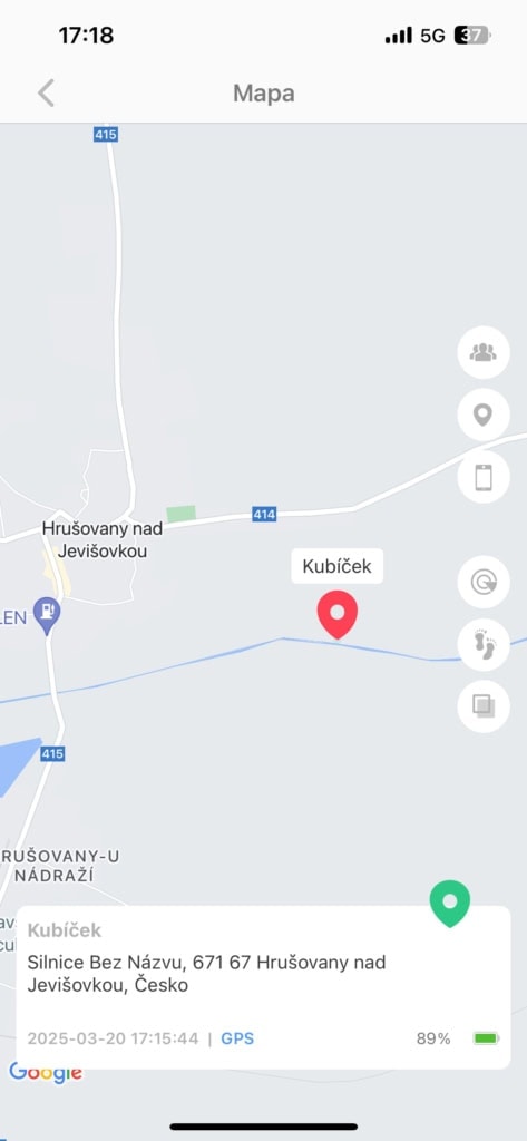 Zobrazení polohy na mapě