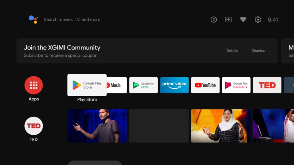 Android TV főképernyő