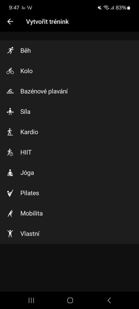 Saját edzést csak bizonyos sportágakhoz készíthetsz
